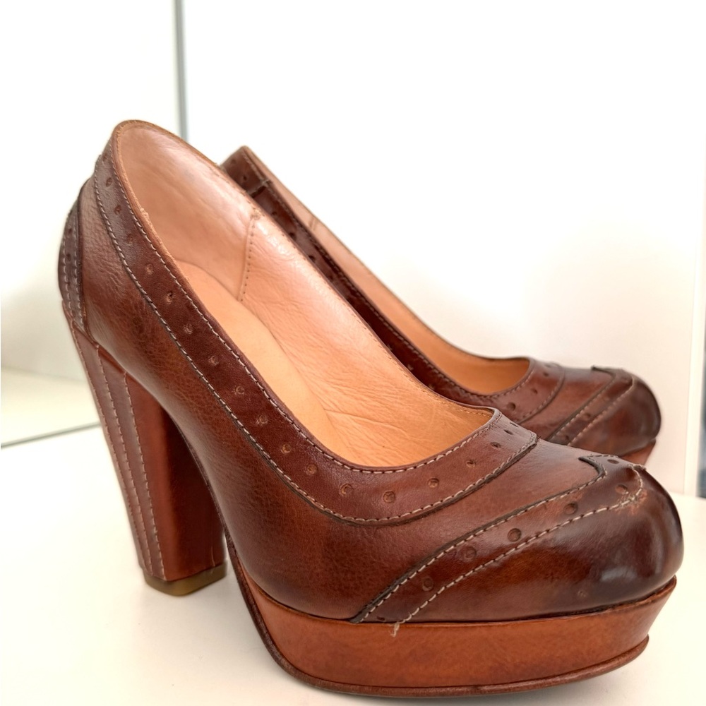 Bed Stu Genesis Boho Leather Platform Pump, like new!